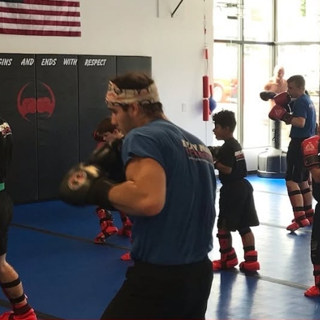 Get Strong. students practicing drills during class at Super T Karate in Grand Rapids