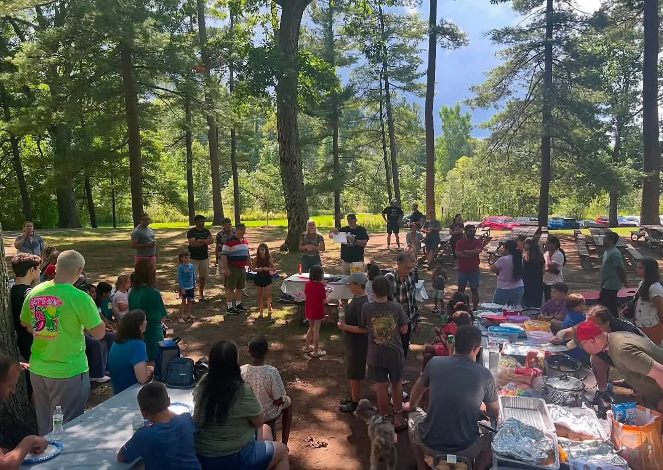 Families and campers at the Super T Karate summer picnic in Grand Rapids