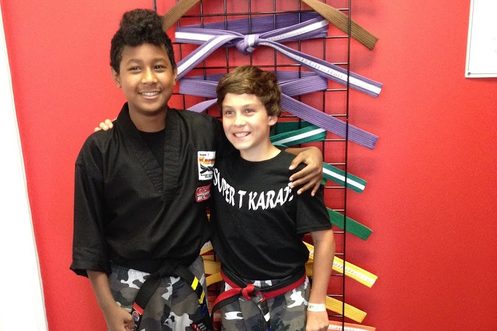 Is Your Child students practicing drills during class at Super T Karate in Grand Rapids