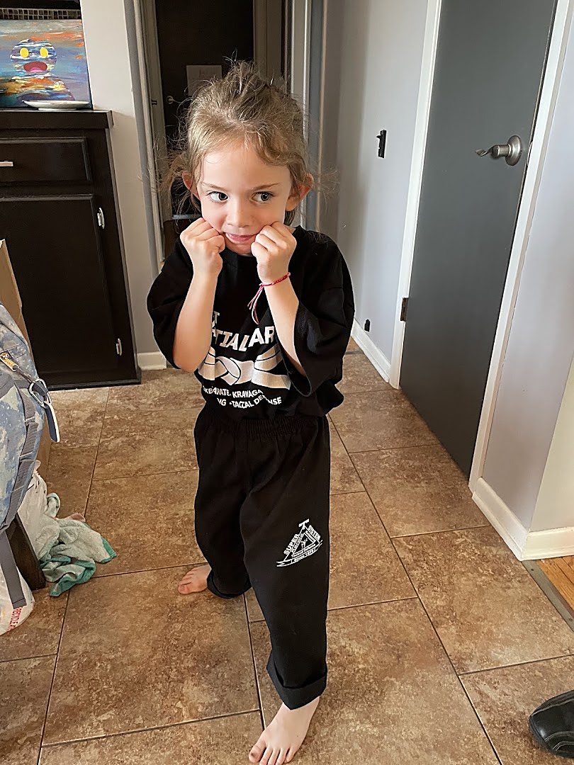 The free uniform and gear included with the $19.99 intro offer at Super T Karate