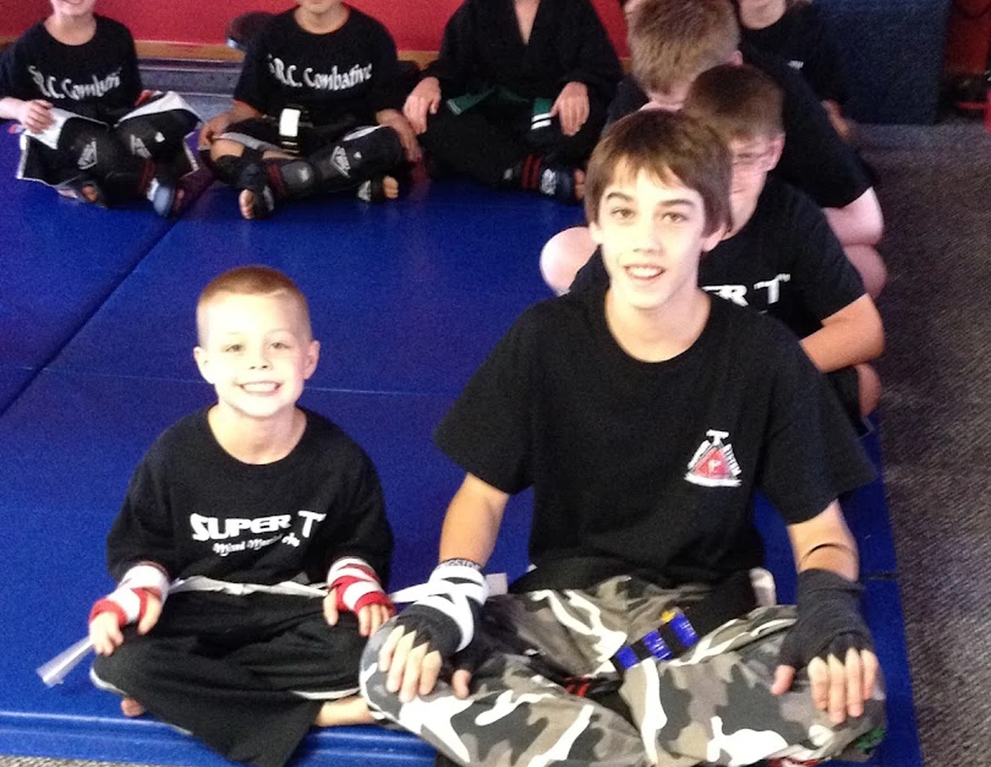 Is Your Child students practicing drills during class at Super T Karate in Grand Rapids